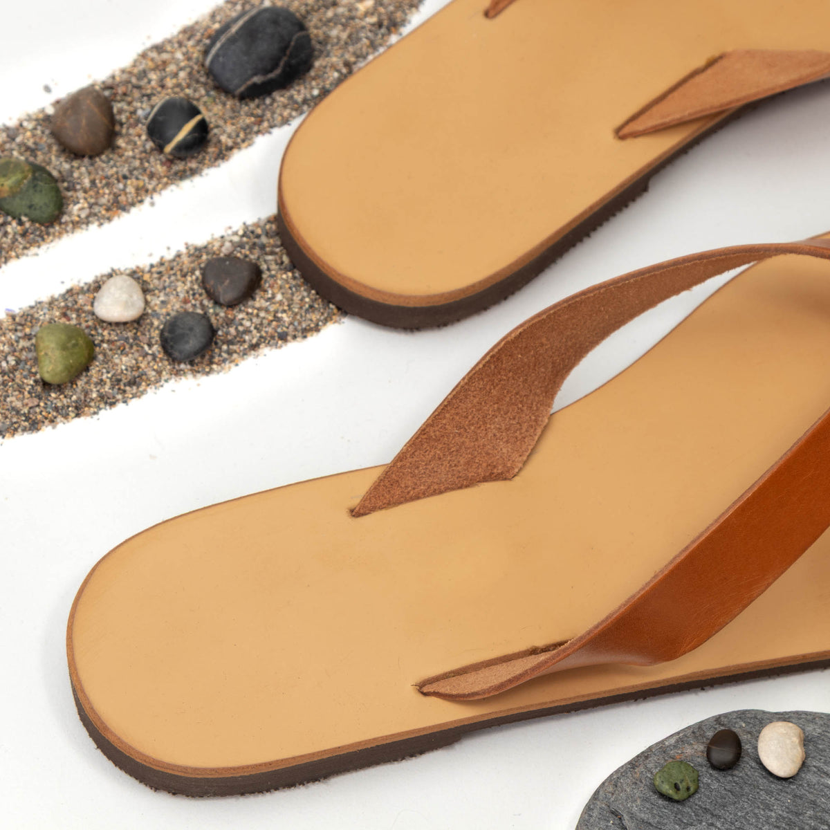Gaia Natural Tan leather sandal strap detail