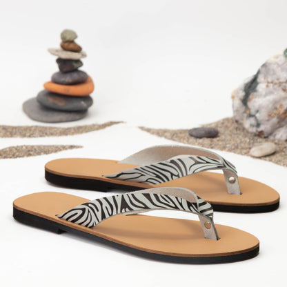 Artemis Natural Zebra toe-post sandal product view
